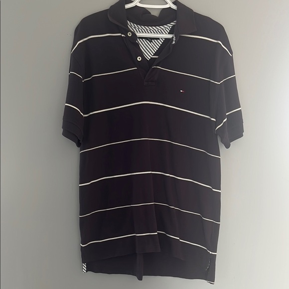 Tommy Hilfiger Black Striped Men's Polo Shirt - Picture 1 of 7